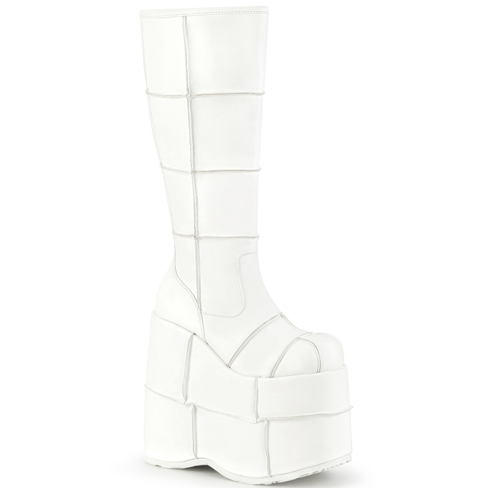 DemoniaCult - STACK-301 Plattformstiefel - Weiß